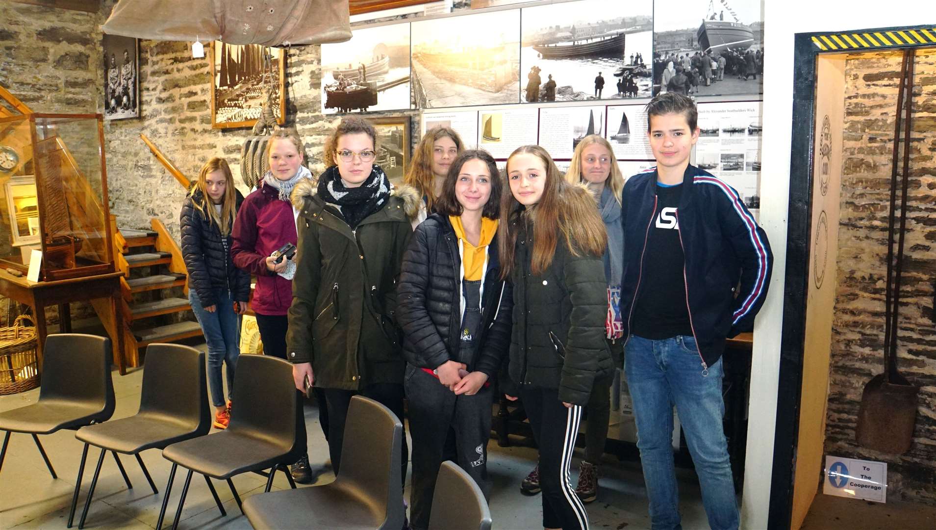Some of the exchange students staying in and around Golspie who visited Wick.