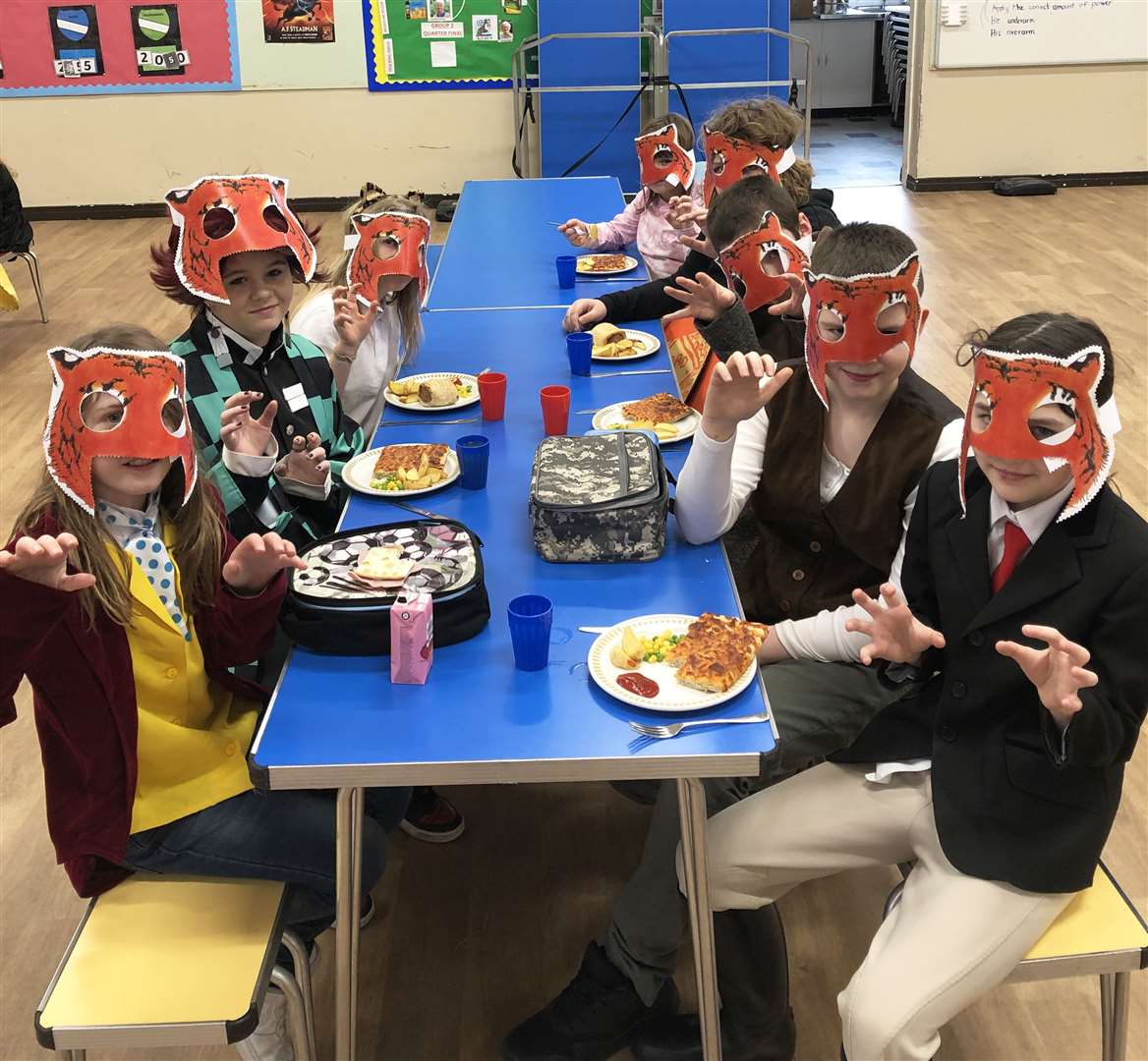 P4/5 at Keiss PS enjoyed a themed World Book Day lunch prepared by school cook Pamela Jack.