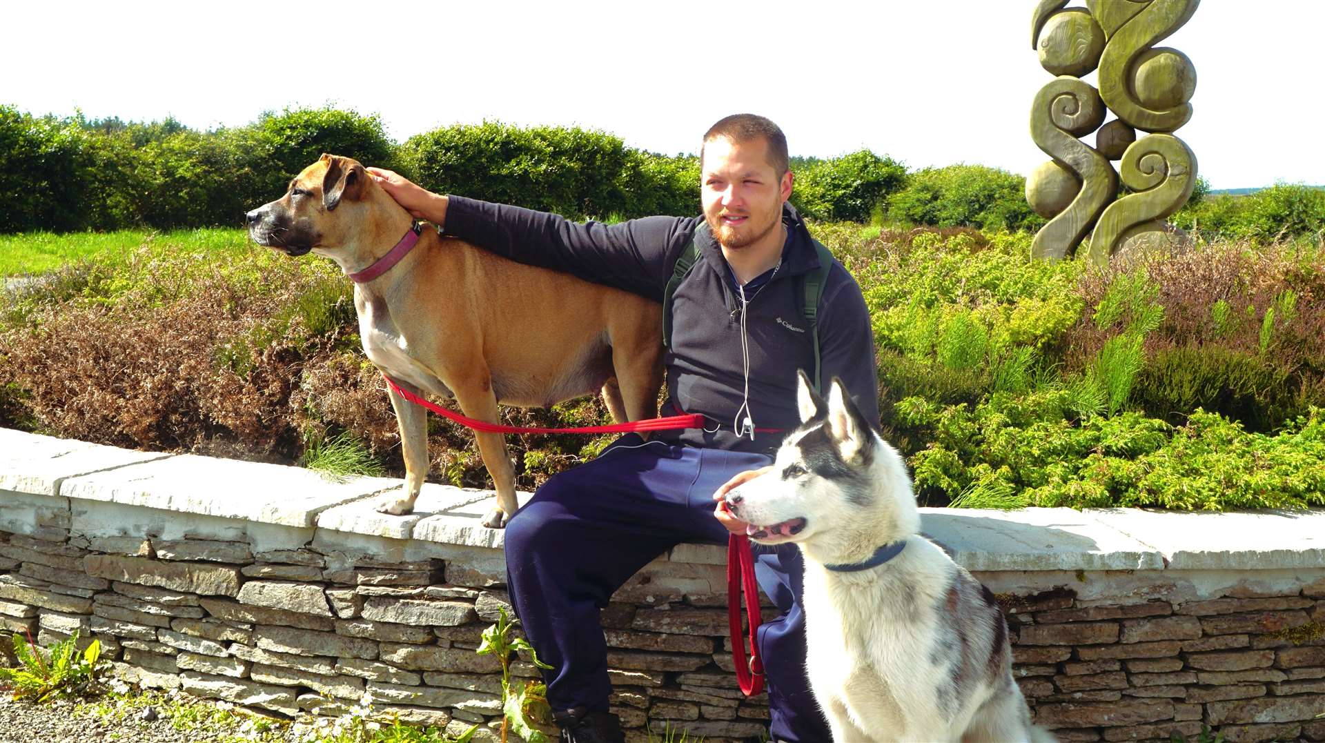 Jordan Kealey with Shyla and Jackson at Newtonhill Community Woodland Walk near Wick. Picture: DGS