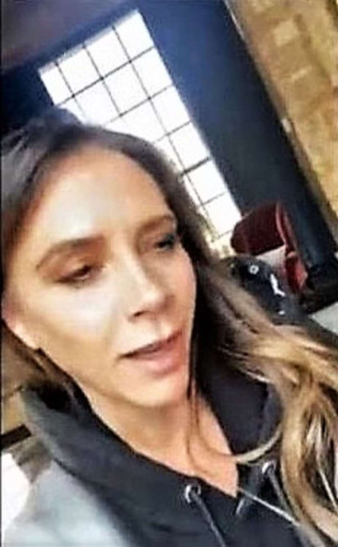 An image of Victoria Beckham during the video link taken from her Instagram post.