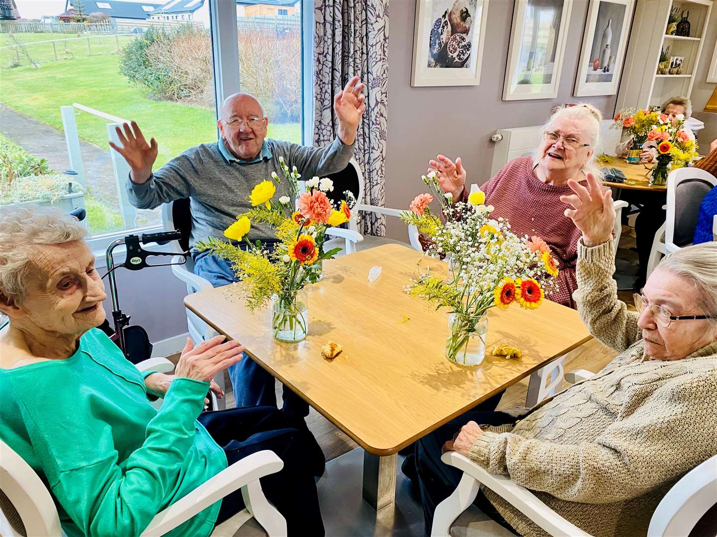 Valentine's Day flower arranging.