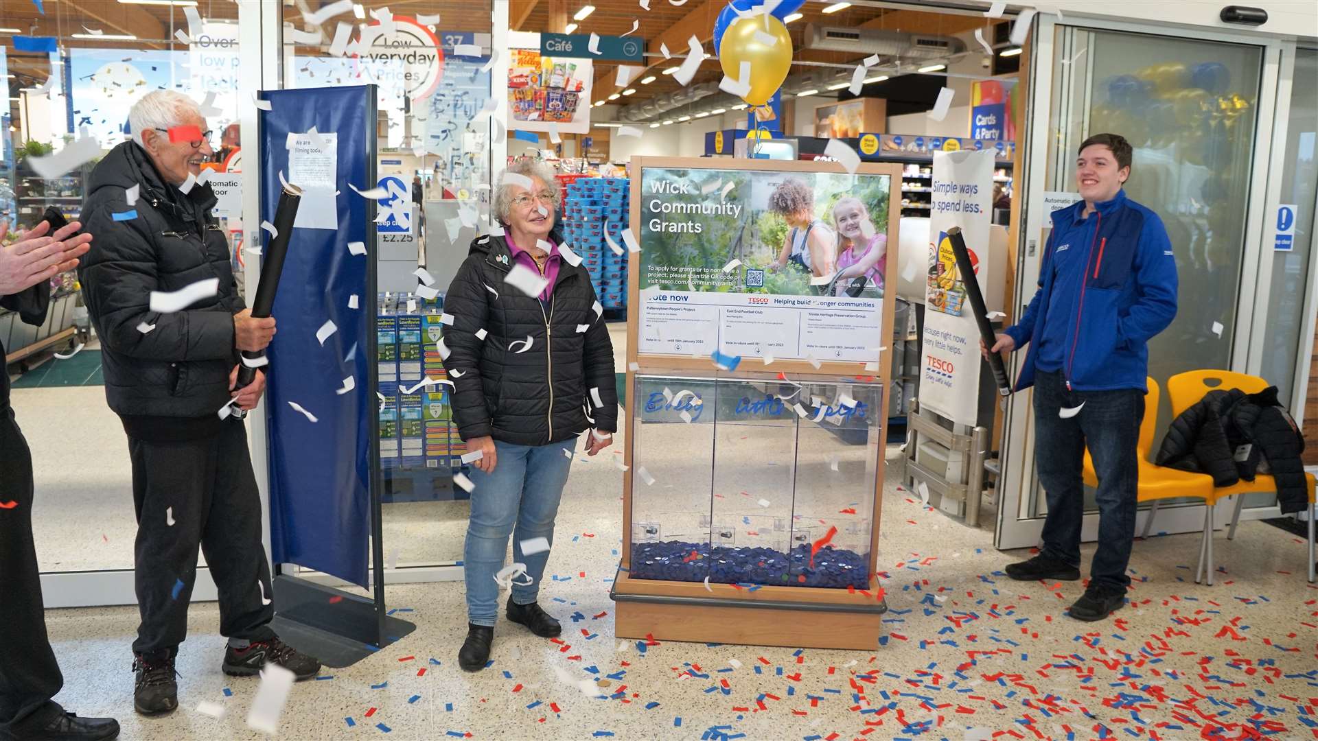 Jane McCarthy from Bower chose her charity after finding the golden token and giant confetti poppers were let off to celebrate the moment. Picture: DGS