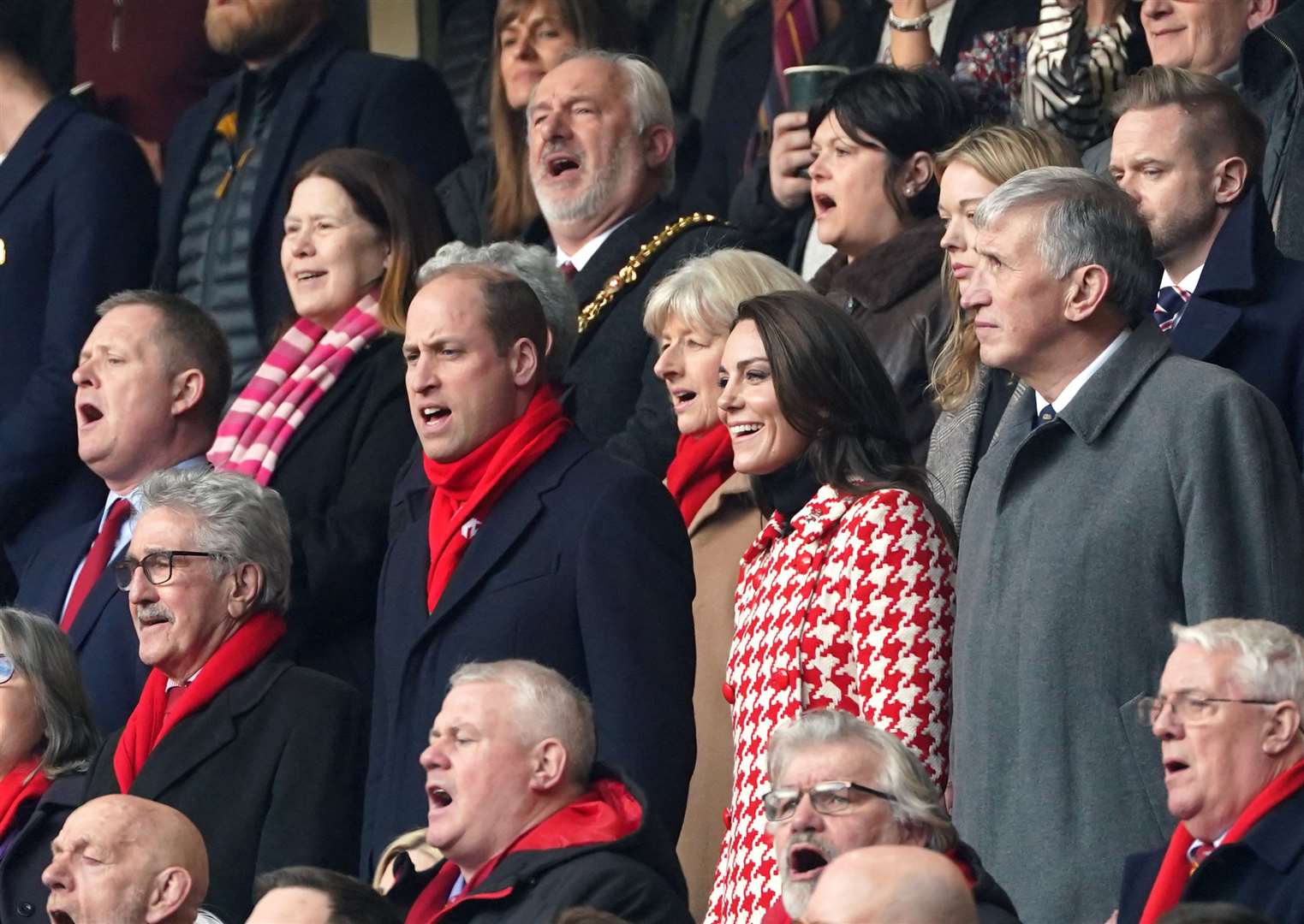 William and Kate supporting different sides at a Six Nations Wales v England match (Joe Giddens/PA)