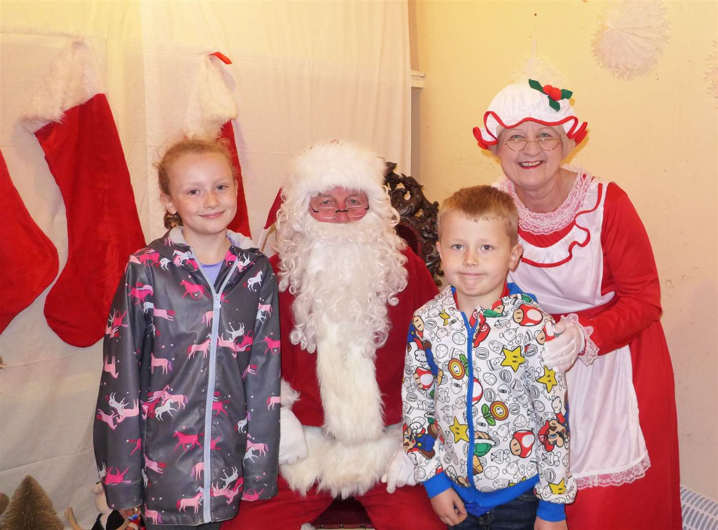 Santa and Mrs Claus with Zoe and James Mackay. Picture: Willie Mackay
