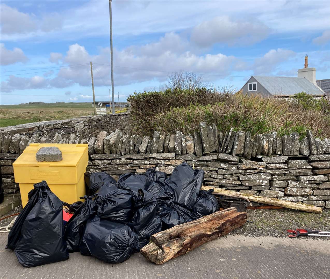 Some of the many bags of rubbish collected at Staxigoe.