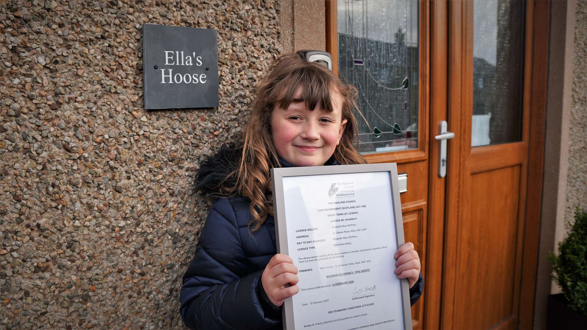 Ella with the Highland Council short term let licence for her property in Wick. Picture: DGS