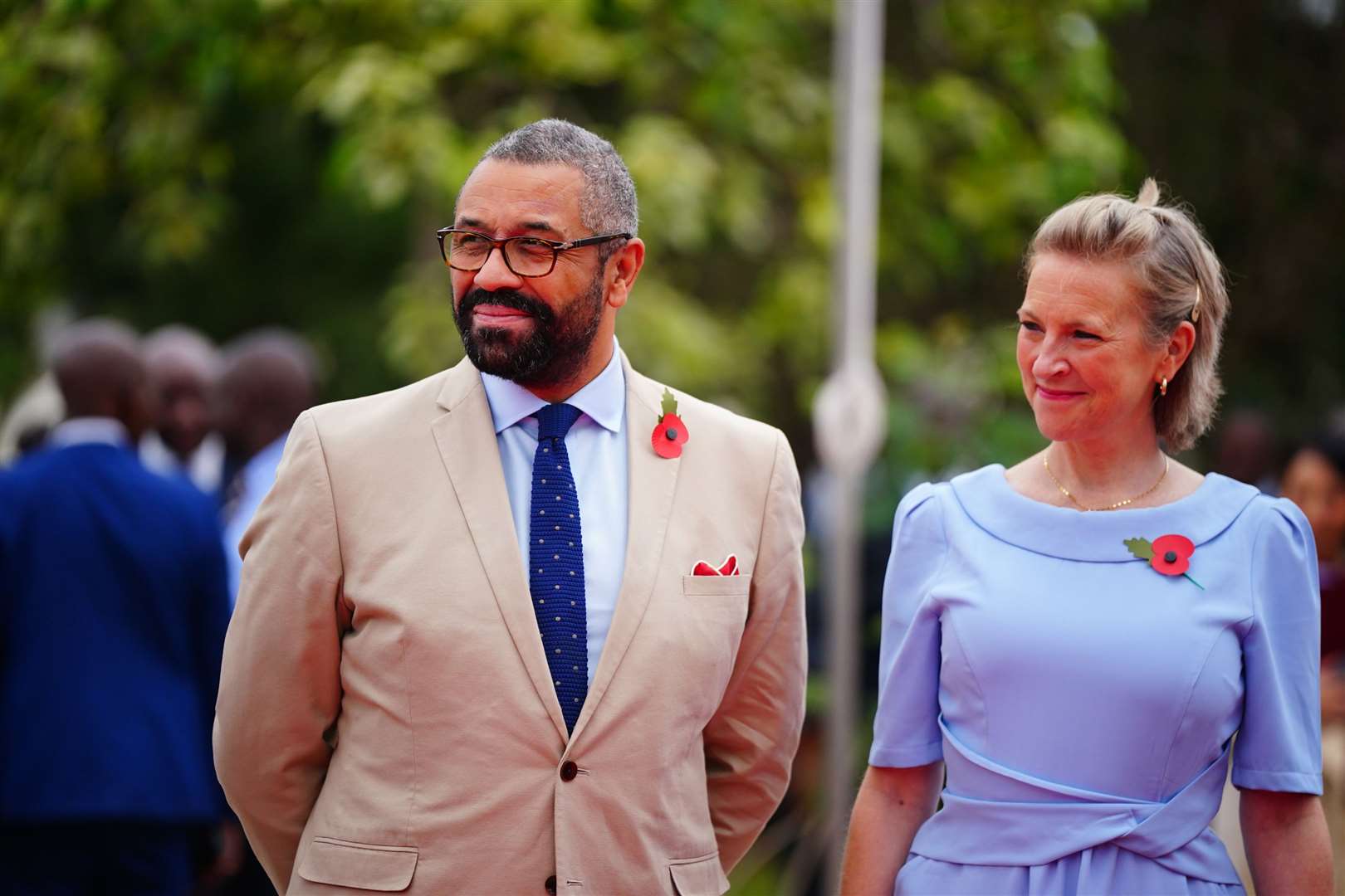 Home Secretary James Cleverly with his wife Susannah Cleverly (Victoria Jones/PA)