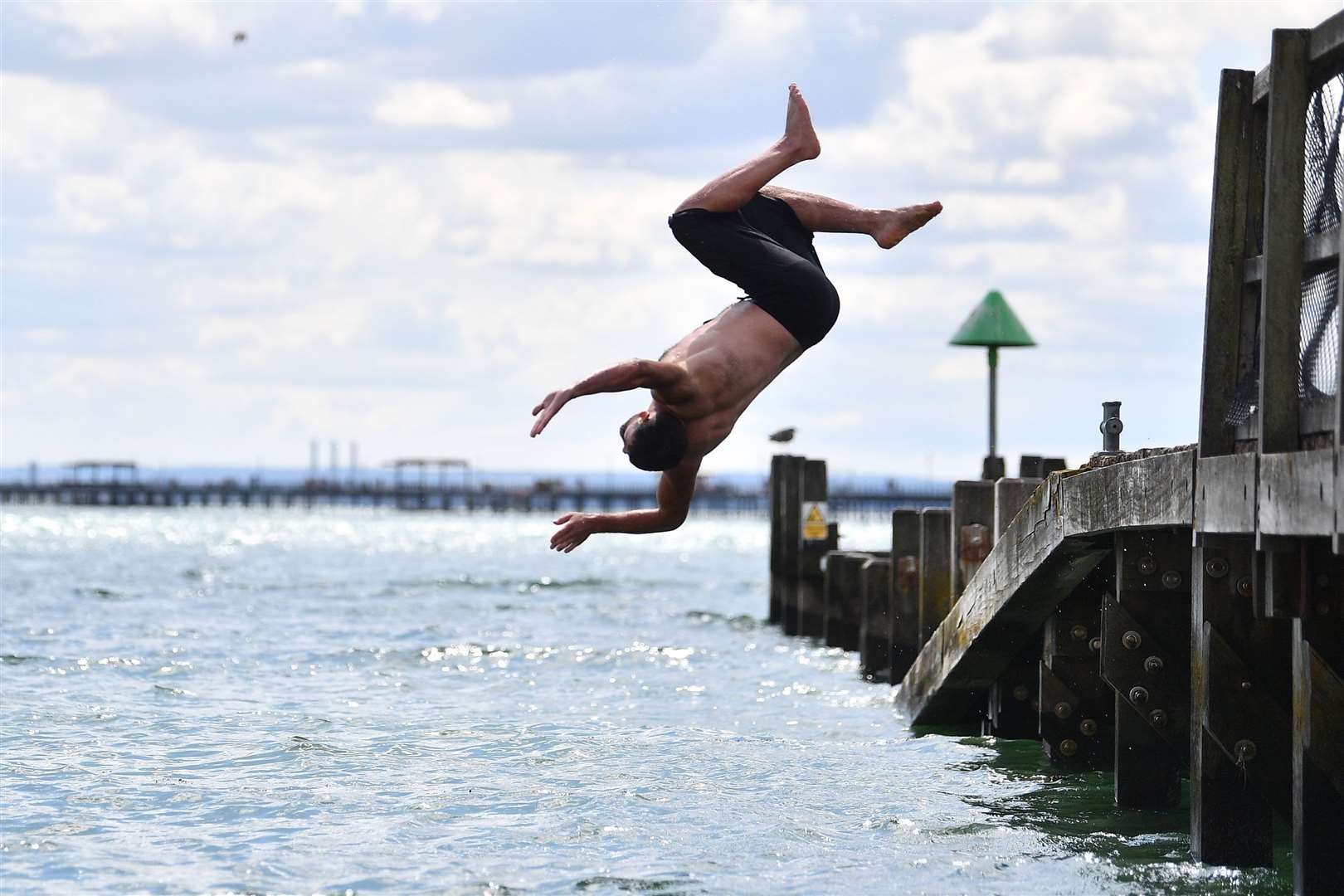 Taking the plunge at Southend (Victoria Jones/PA)