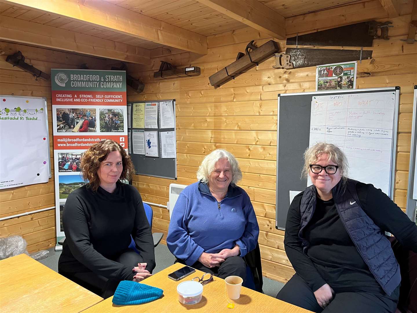 From left to right: Norma Morrison and Shirley Grant, of Broadford & Strath Community Company, with hub project manager Joan Lawrie.