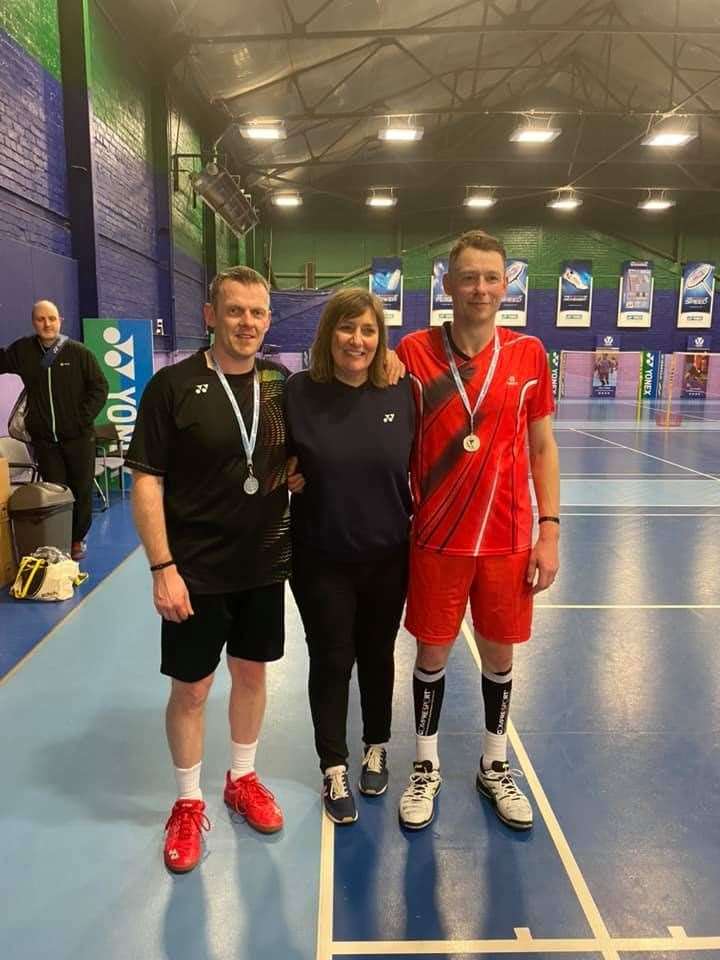 Orkney's Eion Ballantine, Carolyn Young of Badminton Scotland and Mark Mackay from Dunnet.