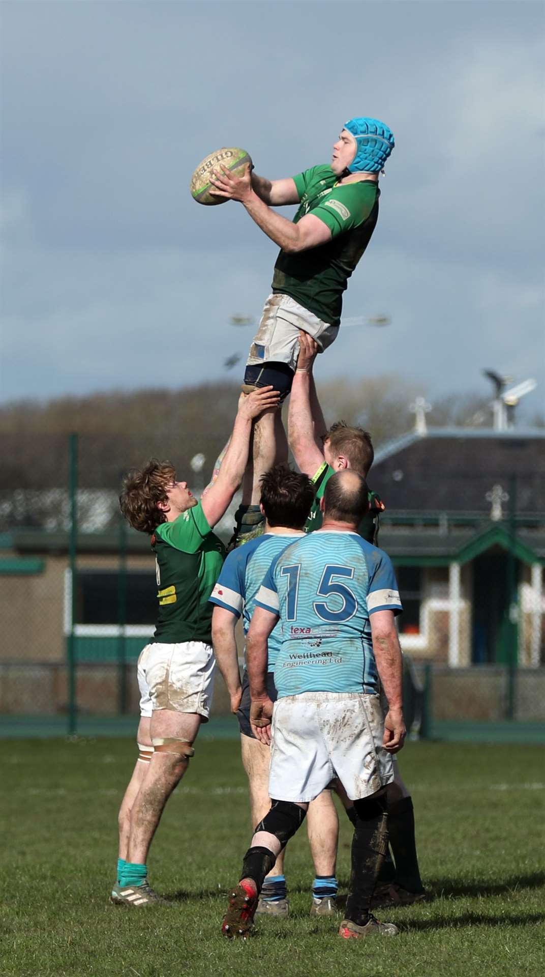 Reece Coghill wins a lineout for Caithness in the victory over Blairgowrie. Picture: James Gunn