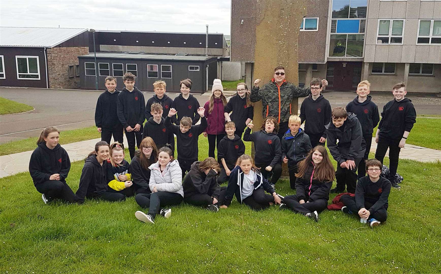 First-year pupils who took part in the sponsored walk.