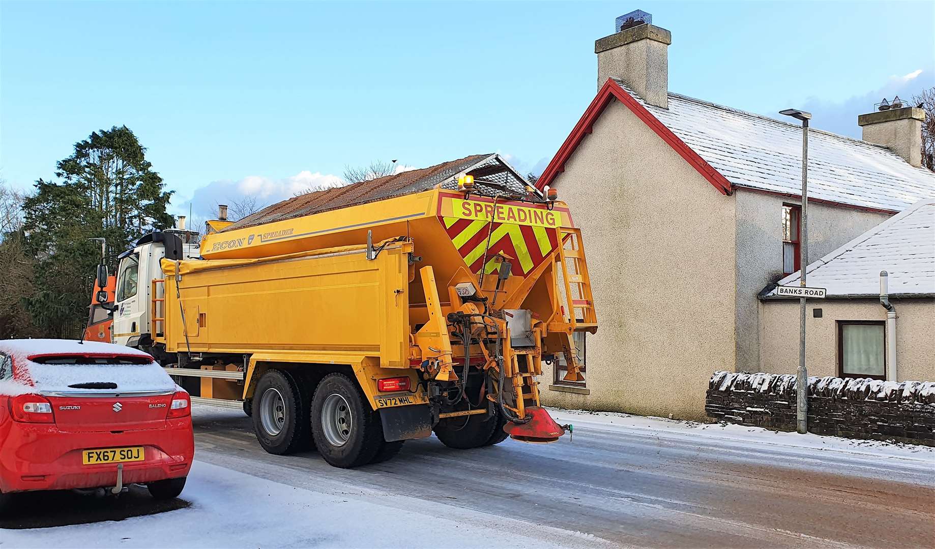 Gritter in Watten this morning. Picture: Nicky Stewart