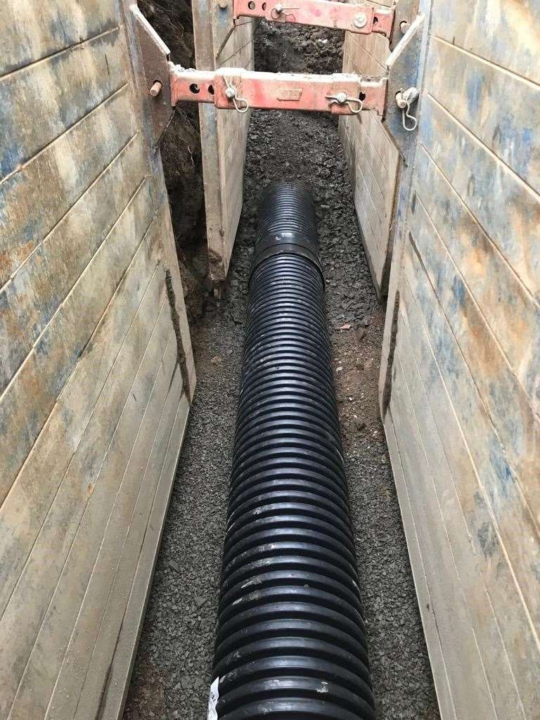 Drainage pipe installed at Sir George’s Park.