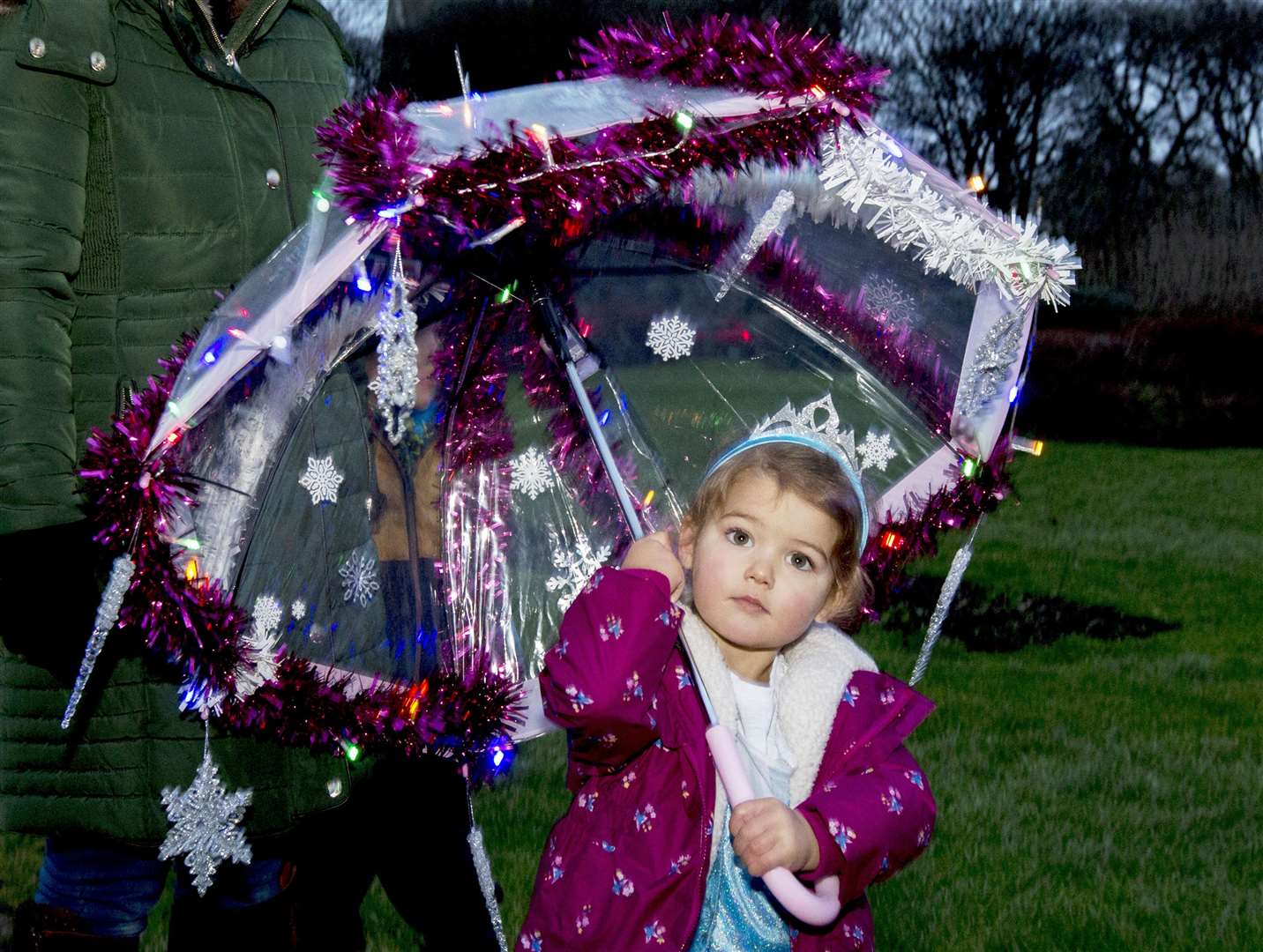 Two-year-old Ayla Harvey with her umbrella. Picture: Robert MacDonald / Northern Studios