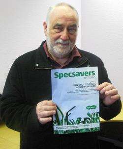 Drew Macleod with the leaflet he criticised as ‘sloppy advertising’.