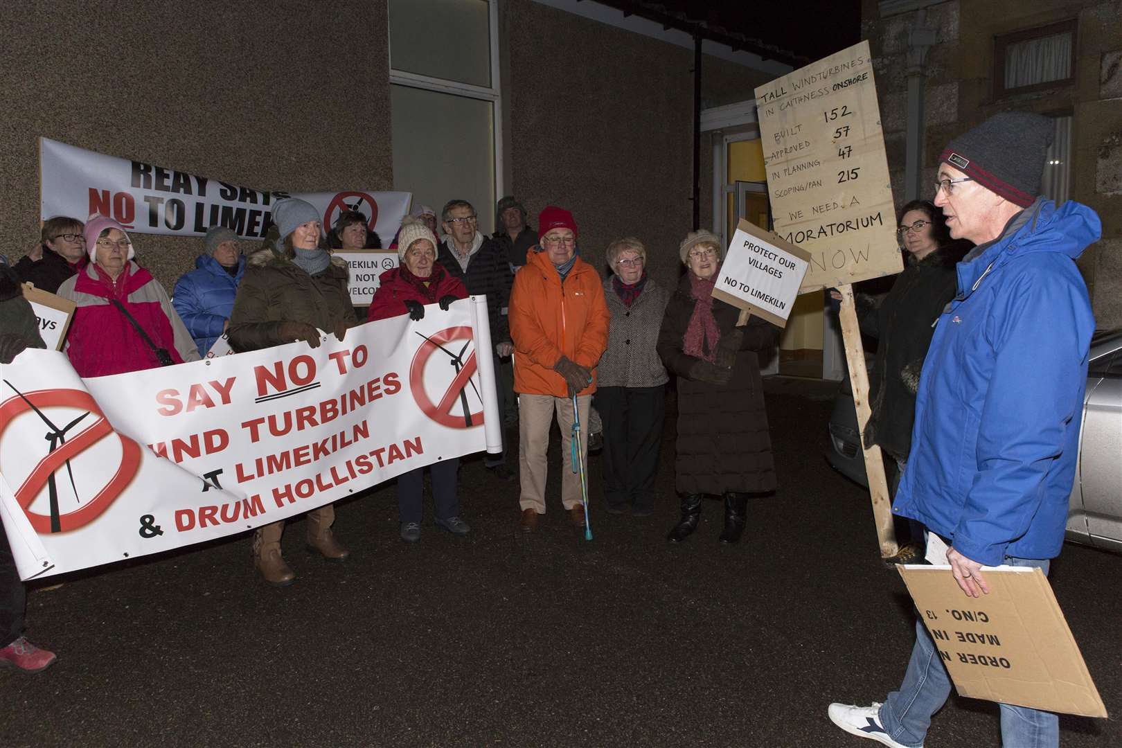 Protesters at Reay in November showing their opposition to new wind energy developments at Limekiln and Drum Hollistan. Picture: Robert MacDonald / Northern Studios