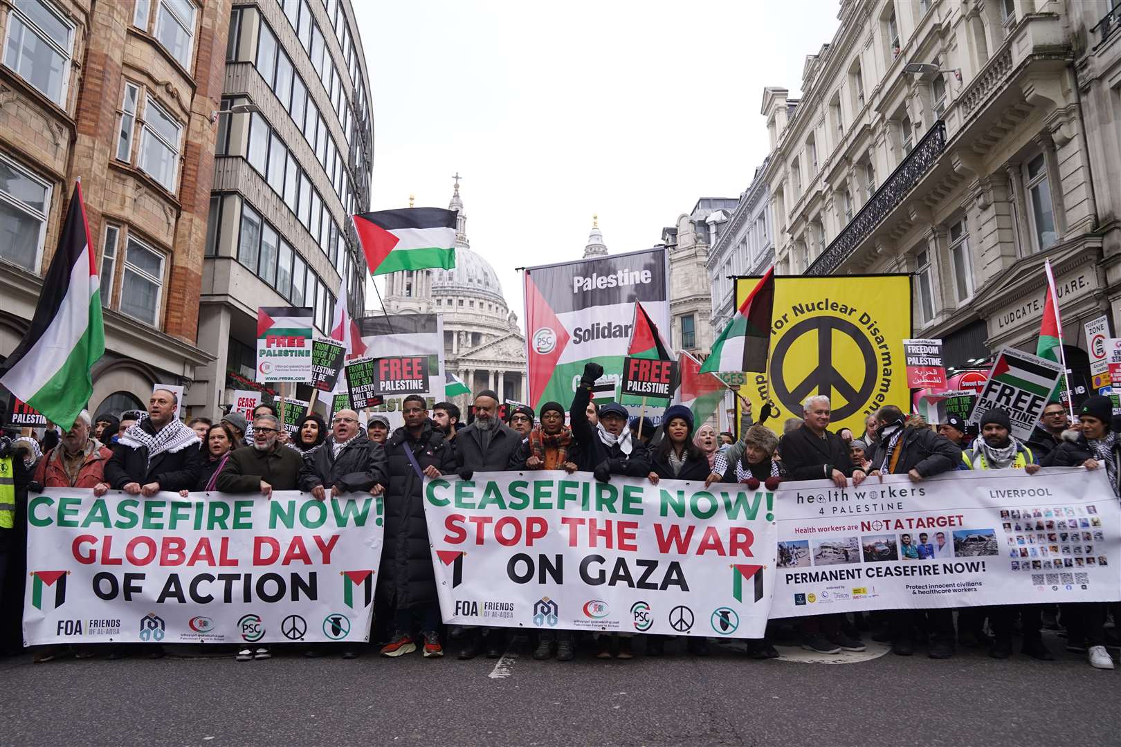The protesters called for an immediate ceasefire (Lucy North/PA)
