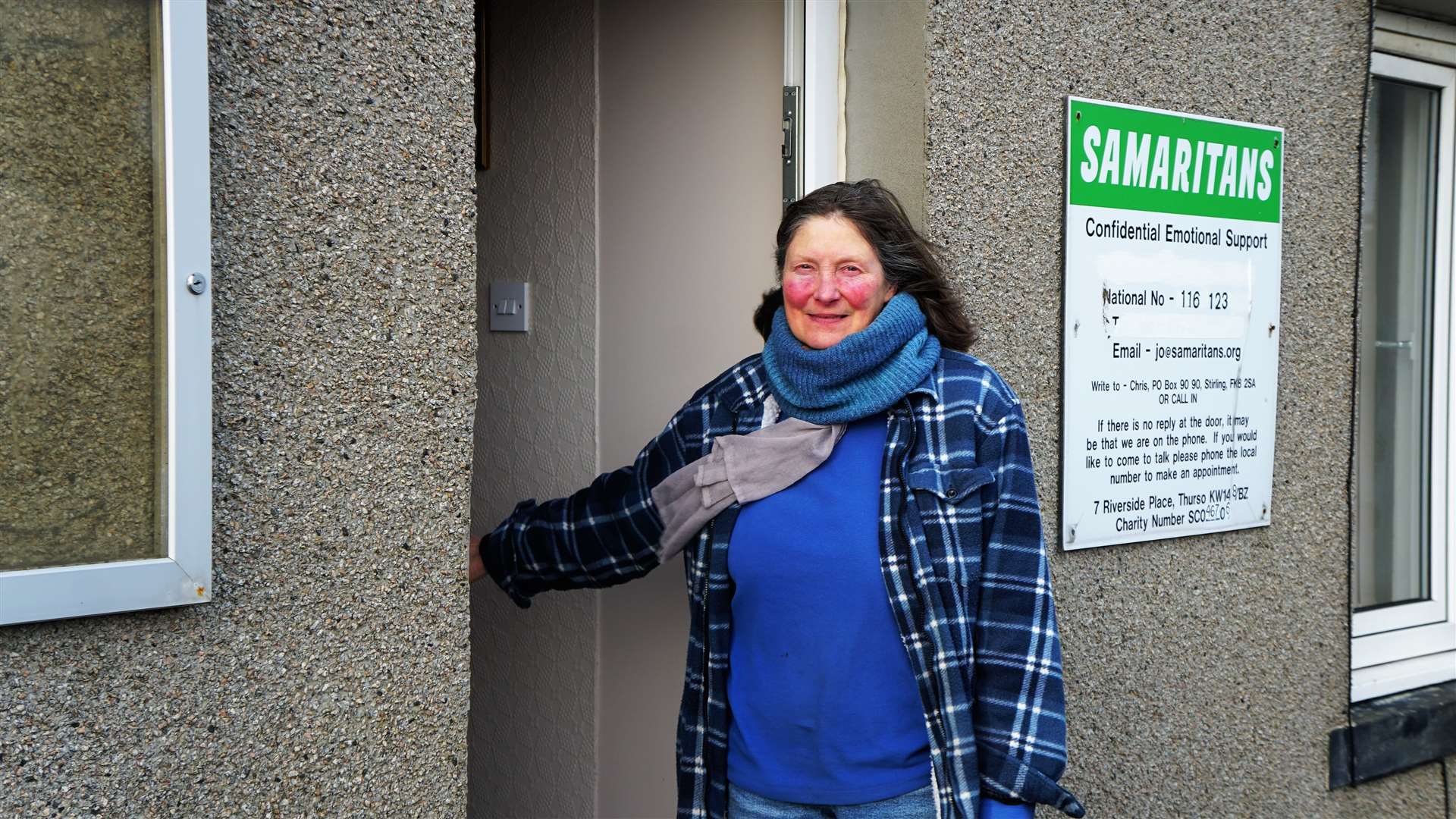 Samaritans volunteer Angie MacGregor outside the Thurso branch. Picture: DGS
