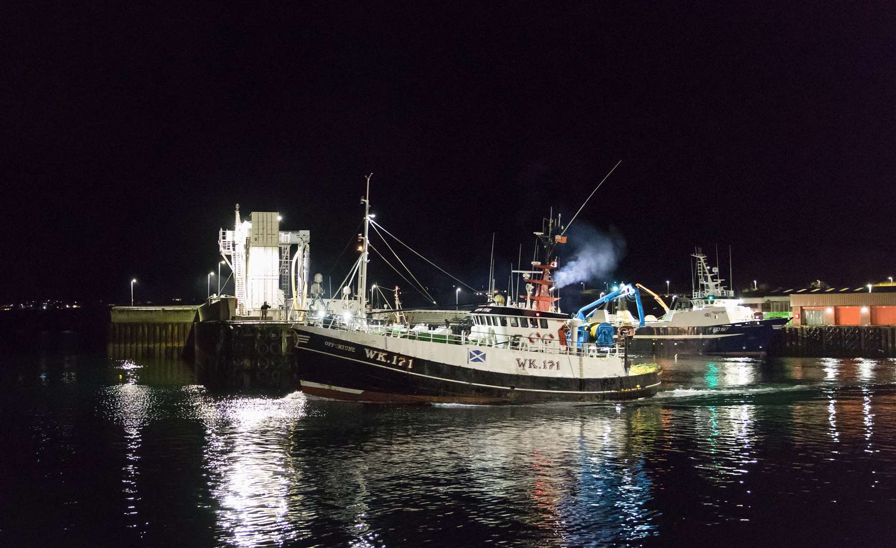 The Opportune sets sail from Scrabster on Sunday evening en route to begin a new career in Hartlepool. Picture: Karen Munro