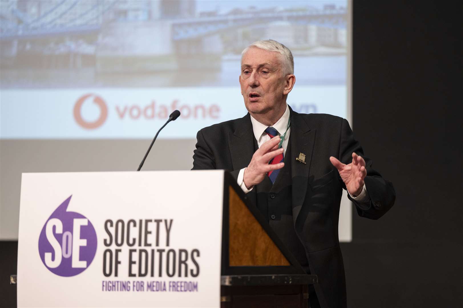 Sir Lindsay Hoyle, Speaker of the House of Commons (Lucy Young/Society of Editors)