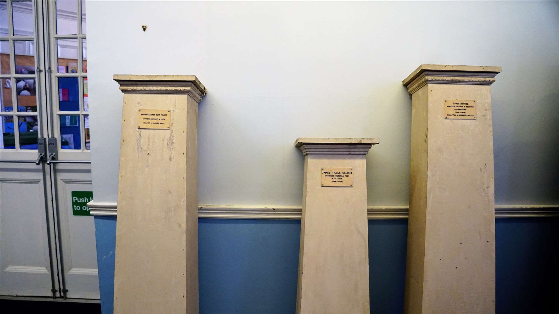 These pedestals were stored alongside the statues and are in need of restoration. Picture: DGS
