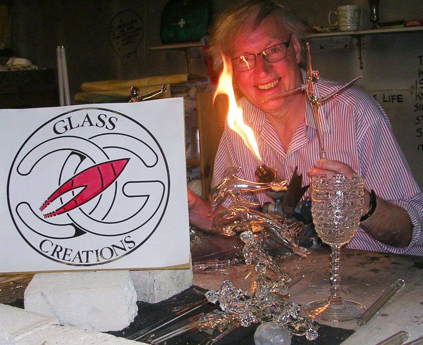 Ian creating glass art in his Thurso workshop. Picture: Janice Pearson