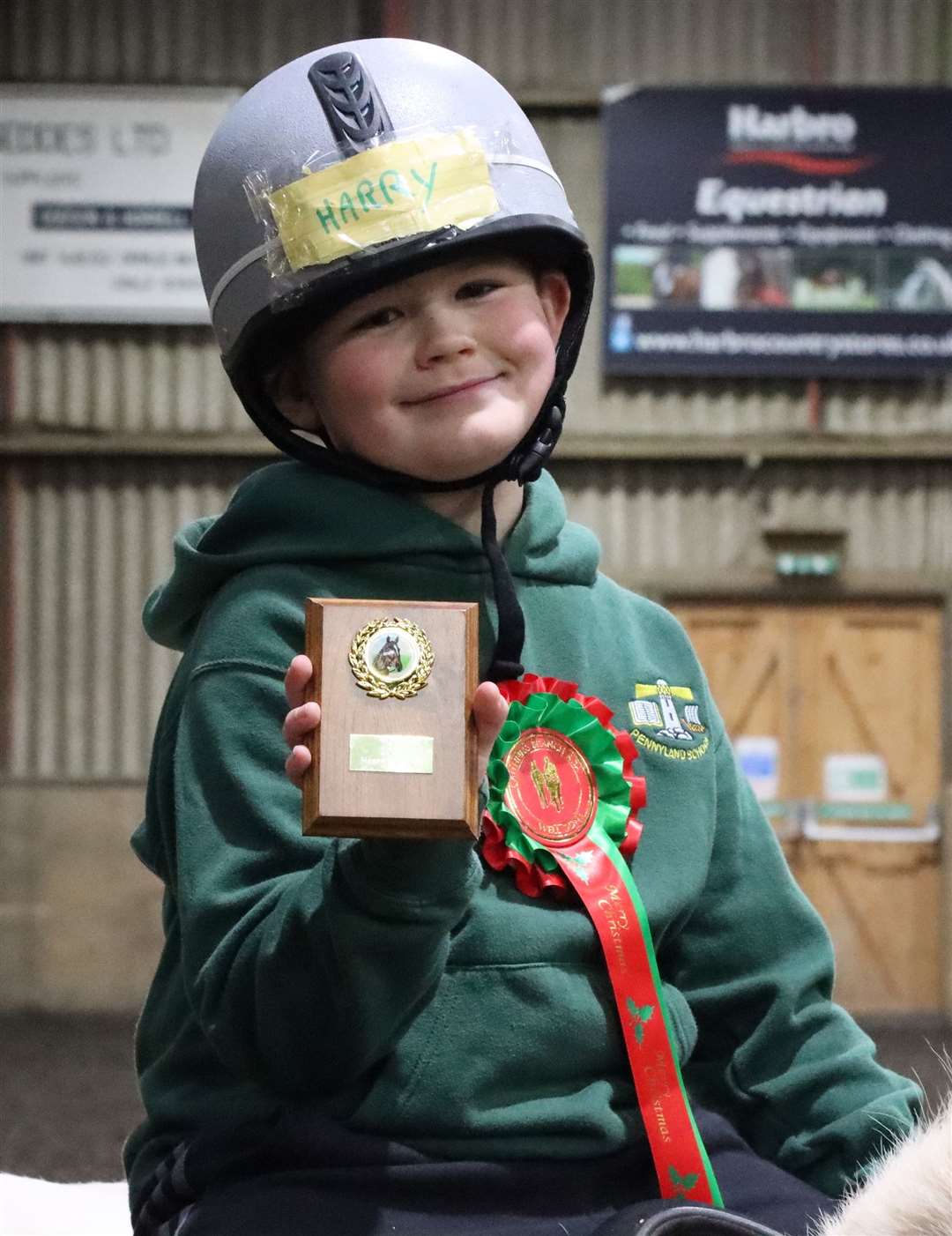 Harry Galloway proudly displays his shield for enthusiasm. Picture: Neil Buchan