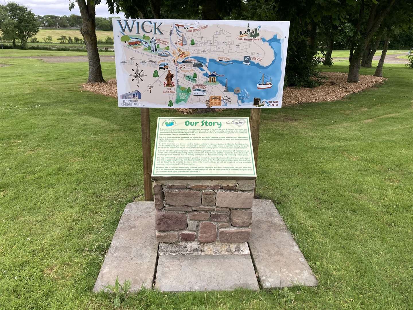A newly installed Wick information board in the caravan site.