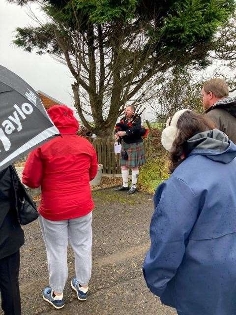 Piper is Dave Chisholm at the Lybster war memorial on Remembrance Sunday.