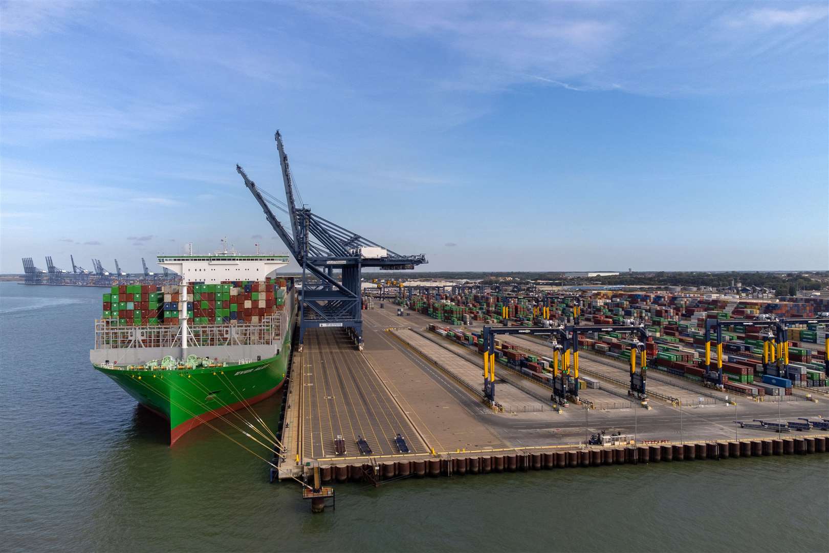 Port of Felixstowe in Suffolk, Britain’s biggest and busiest container port (Joe Giddens/PA)