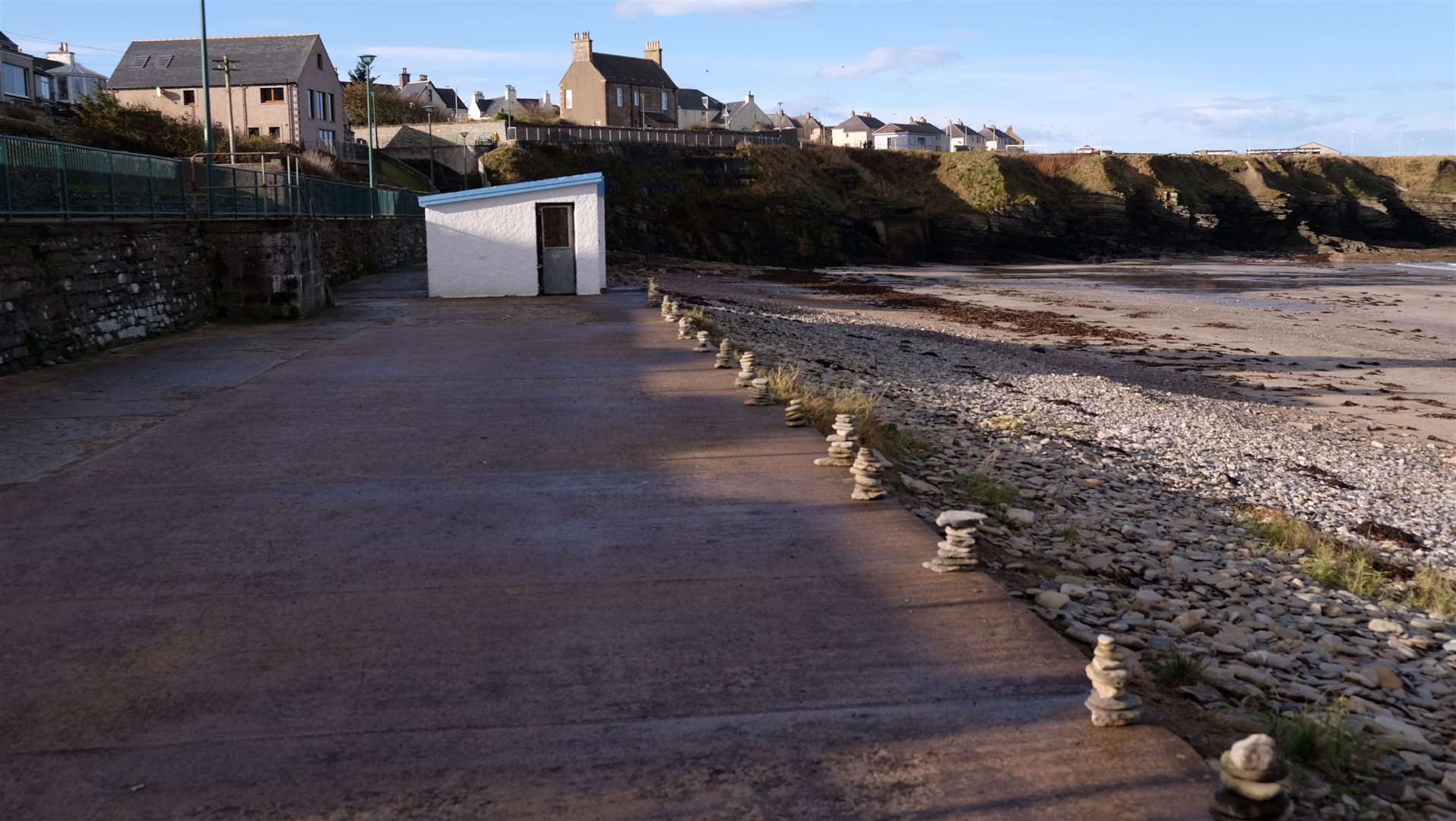 Ian Cameron took this picture at Thurso seafront showing stone towers built by two young boys, with help from their dad.
