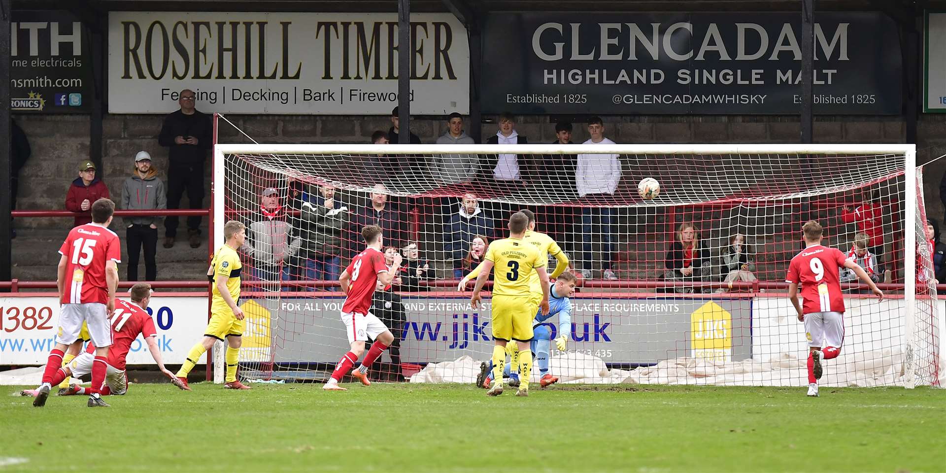 Kieran Inglis scores his second and Brechin's 10th goal of the afternoon at Glebe Park. Picture: Mel Roger