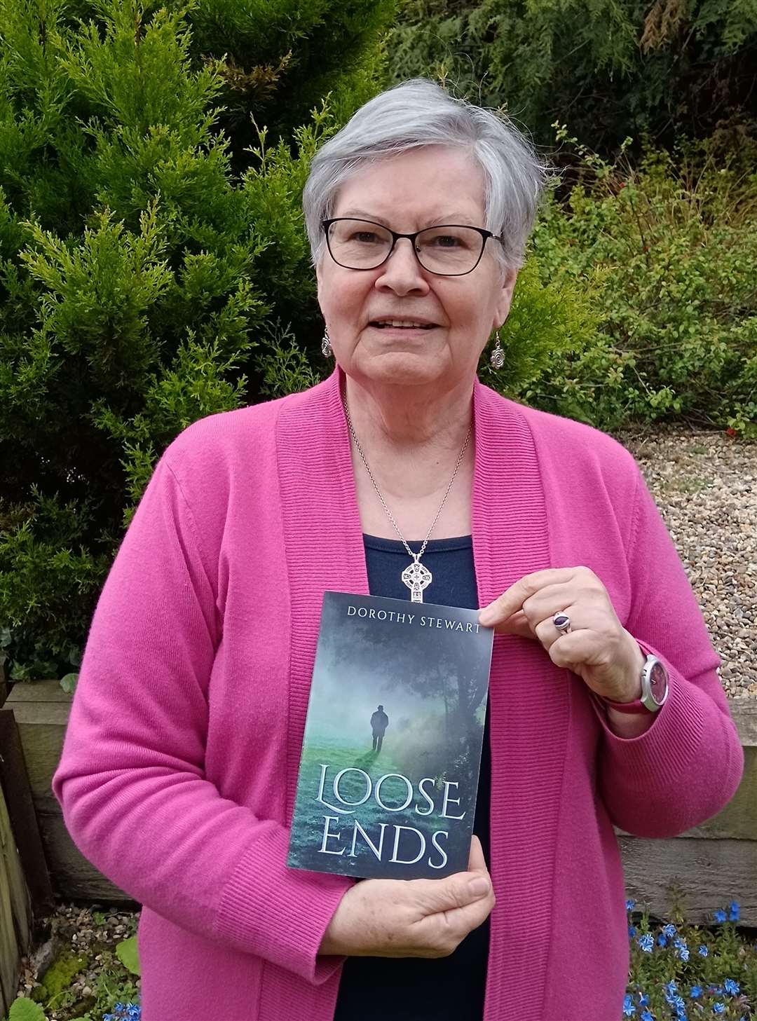 Dorothy Stewart with her new book, Loose Ends, a murder mystery set in Somerset.