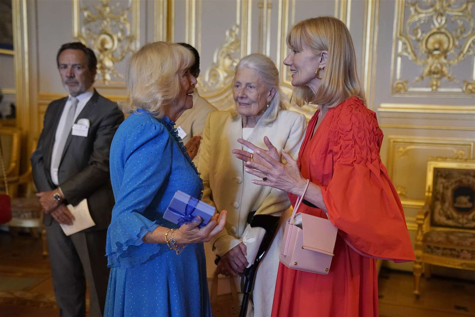 The Queen speaks to Joely Richardson, right, and Vanessa Redgrave, second right, during a reception at Windsor Castle (Andrew Matthews/PA)