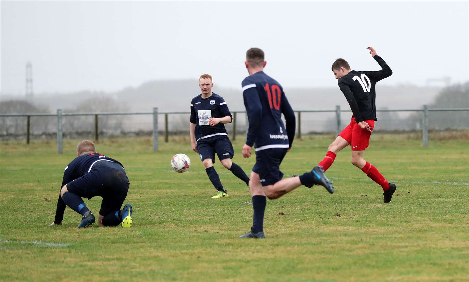 James Mackintosh opens the scoring for Halkirk United in their 3-2 win against Inverness Athletic on Saturday. Picture: James Gunn