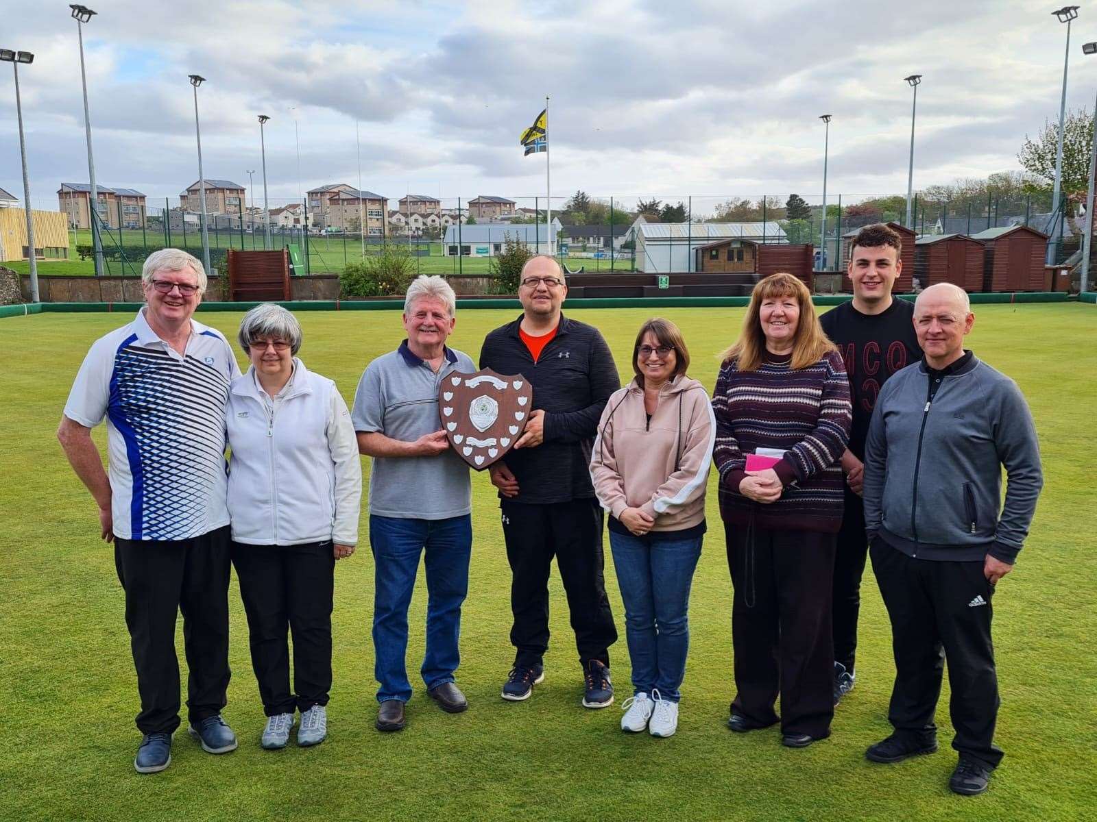 ﻿From left: Douglas Morrison, Linda Morrison (Pairs League runners-up), Ali Gray, Stephen Rollinson (winners), Julie Knapp, Janet Sinclair (third) and Ian Mackay and Alec Mackay (fourth).