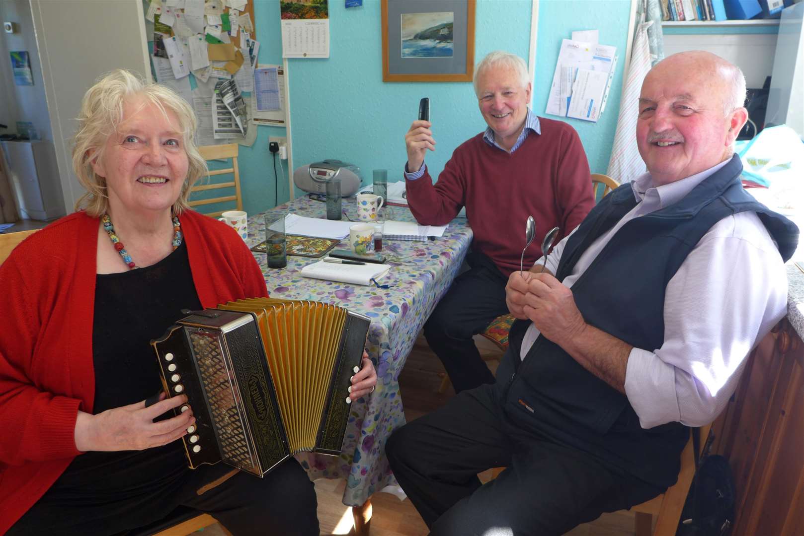 Nancy Nicolson, Eric Farquhar and Willie Mackay at the second of the Wick kitchen ceilidhs held by the Caithness Macular Society Support Group.