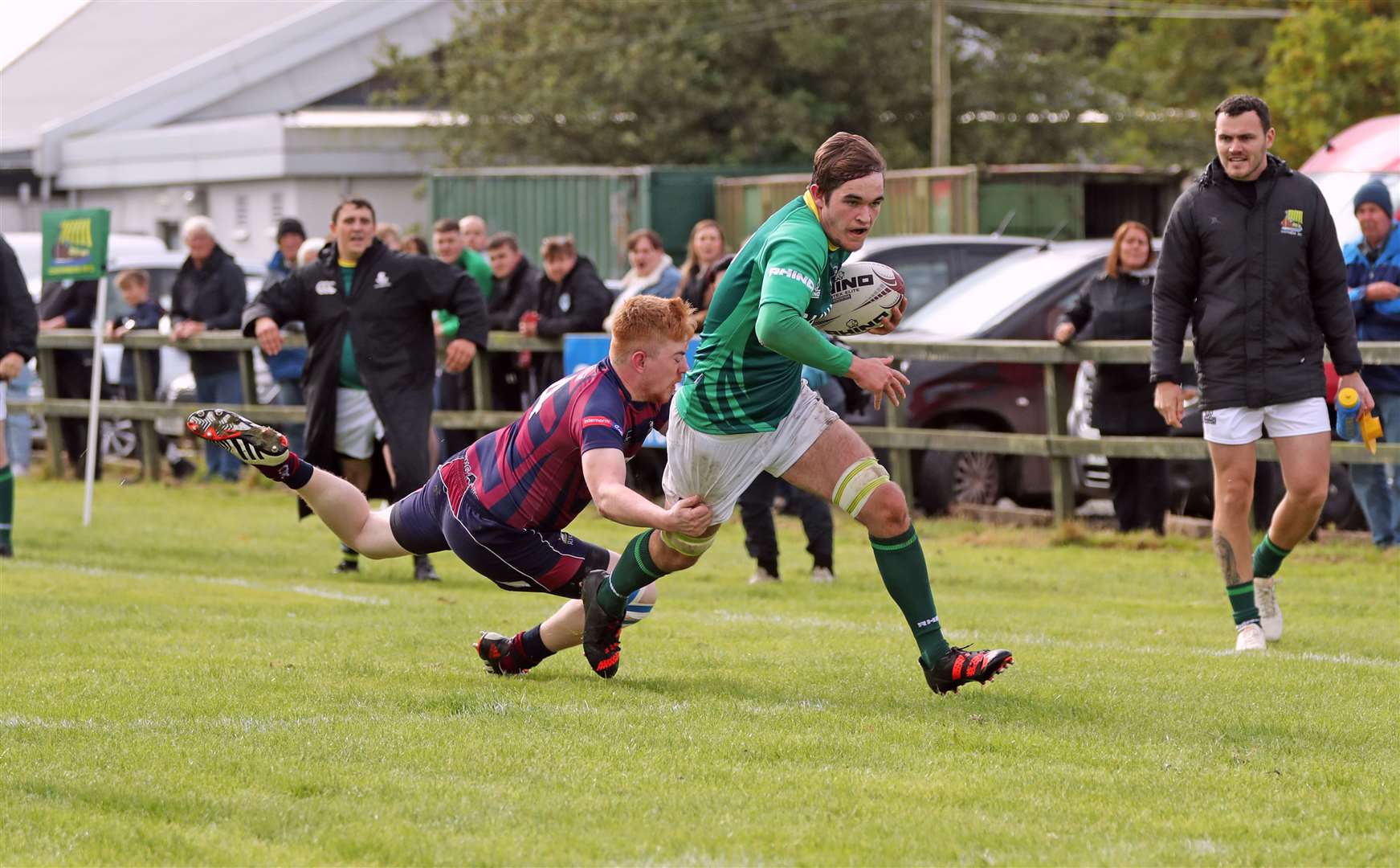 Max Kennedy evades a final tackle to score a try. Picture: James Gunn