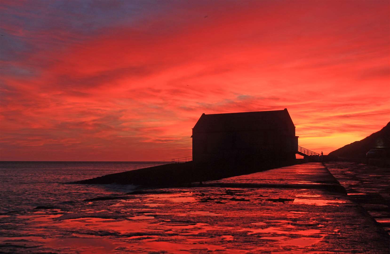 A perspective of the old lifeboat shed, Wick Bay, sunrise, January 18. Picture: Alan Hendry