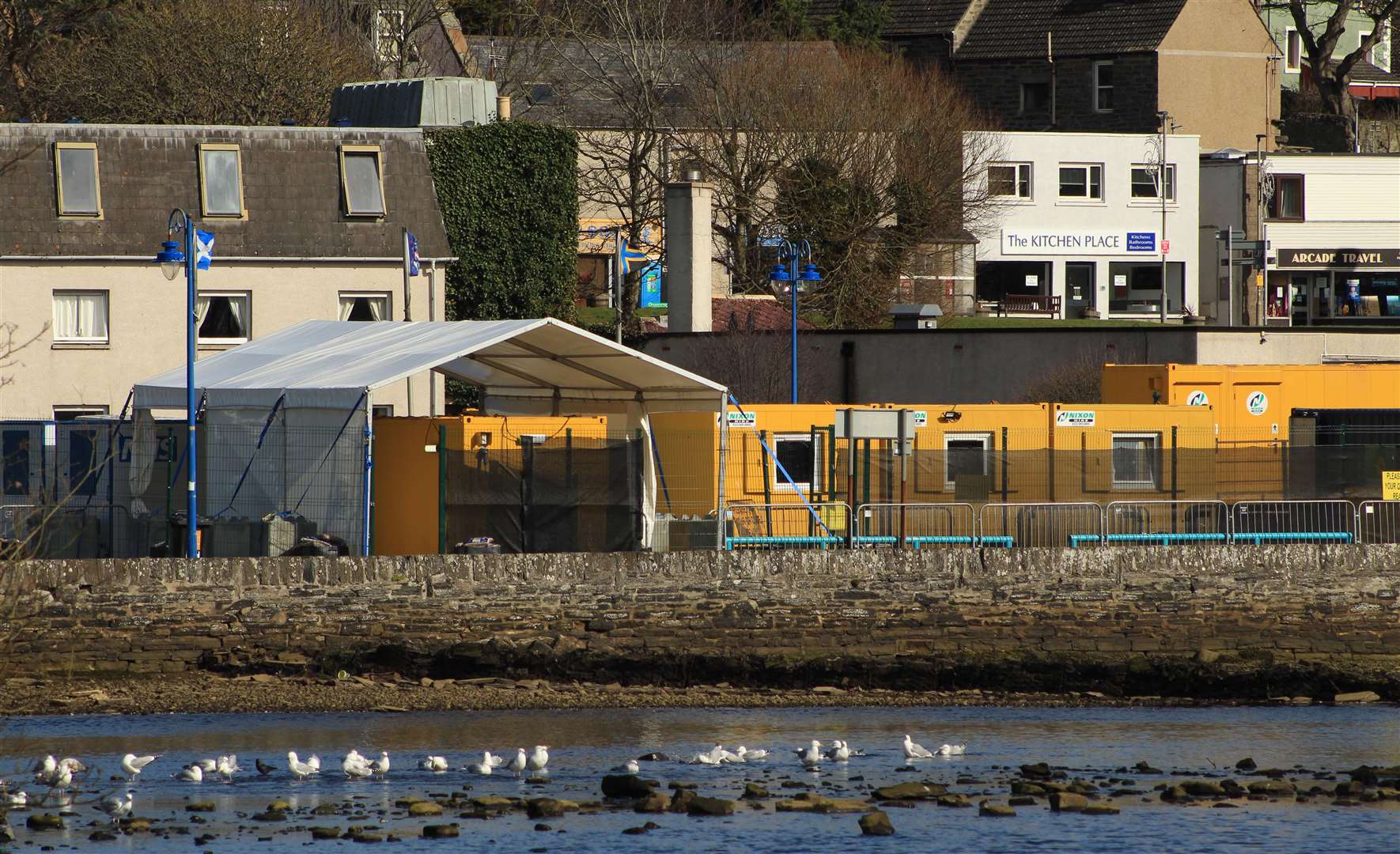 The walk-through Covid testing centre had occupied one end of Wick's riverside car park since January 2021. Picture: Alan Hendry