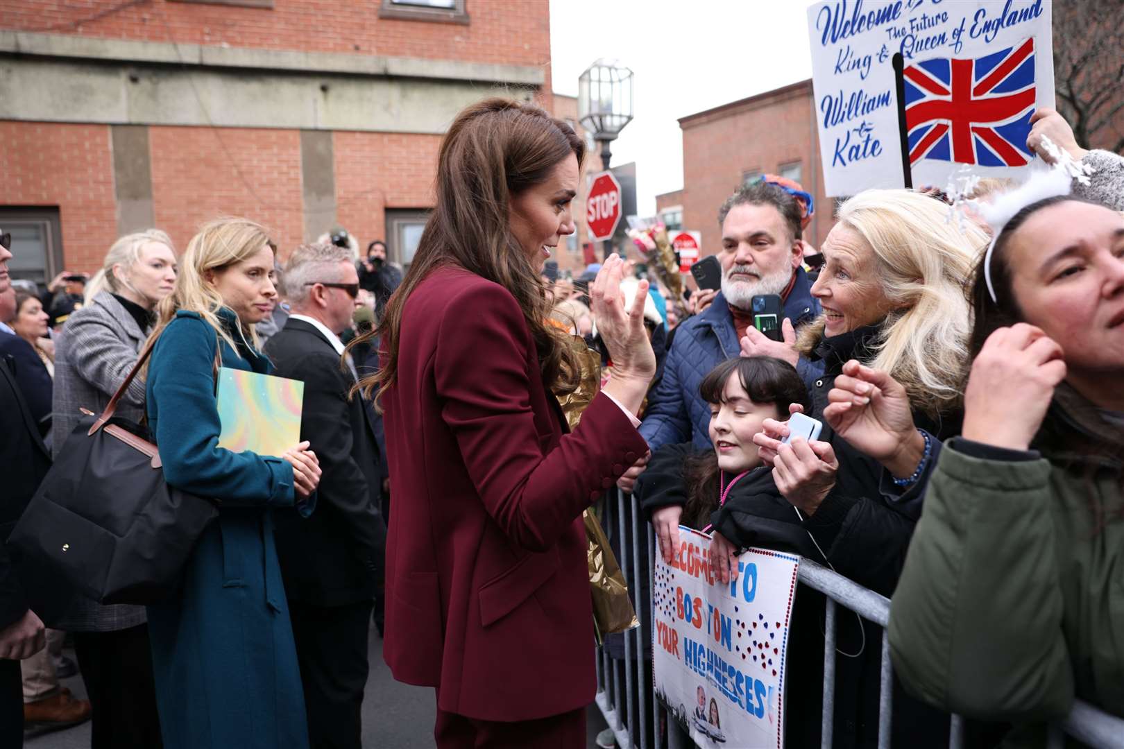 The Princess of Wales meets well-wishers during a visit to Roca, in Chelsea, Massachusetts (Ian Vogler/Daily Mirror/PA)