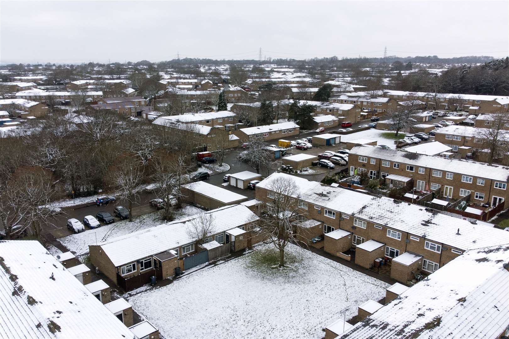 Snow covered rooftops in Stevenage (Joe Giddens/PA)