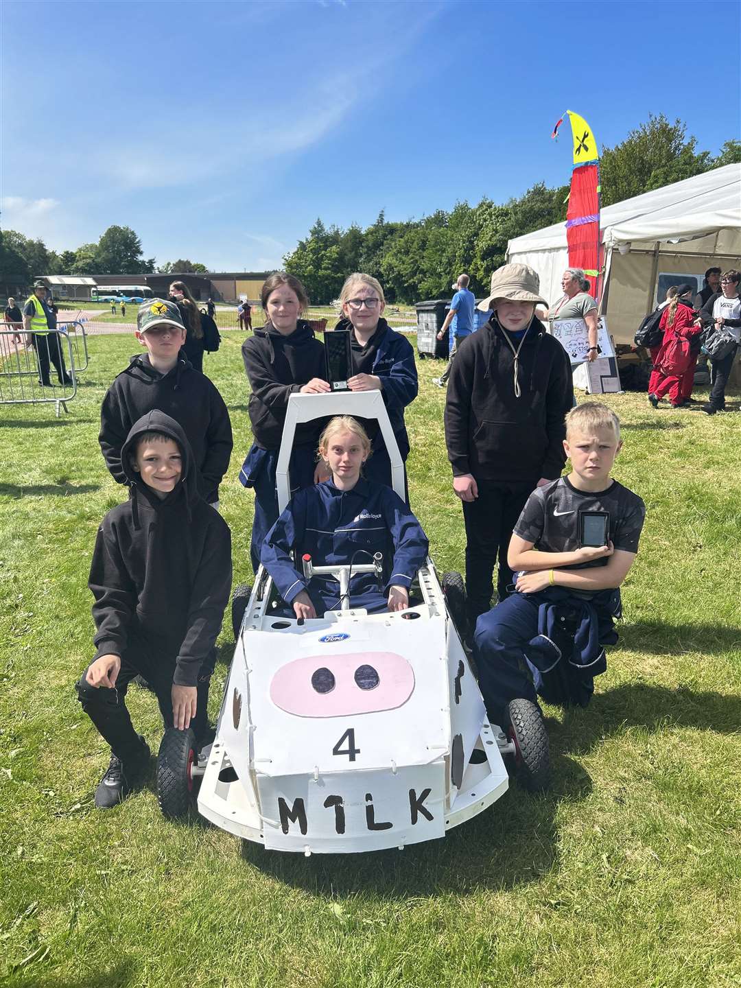 On the right road: P7 pupils from Dunbeath and Lybster who received the prize for Spirit of Greenpower. Back (from left): Joey Newman, Elsie MacAuslan, Mhairi Kirk and Jack Mowat. Front: Declan MacDonald, Charlotte Simmonds and Will Fryer.