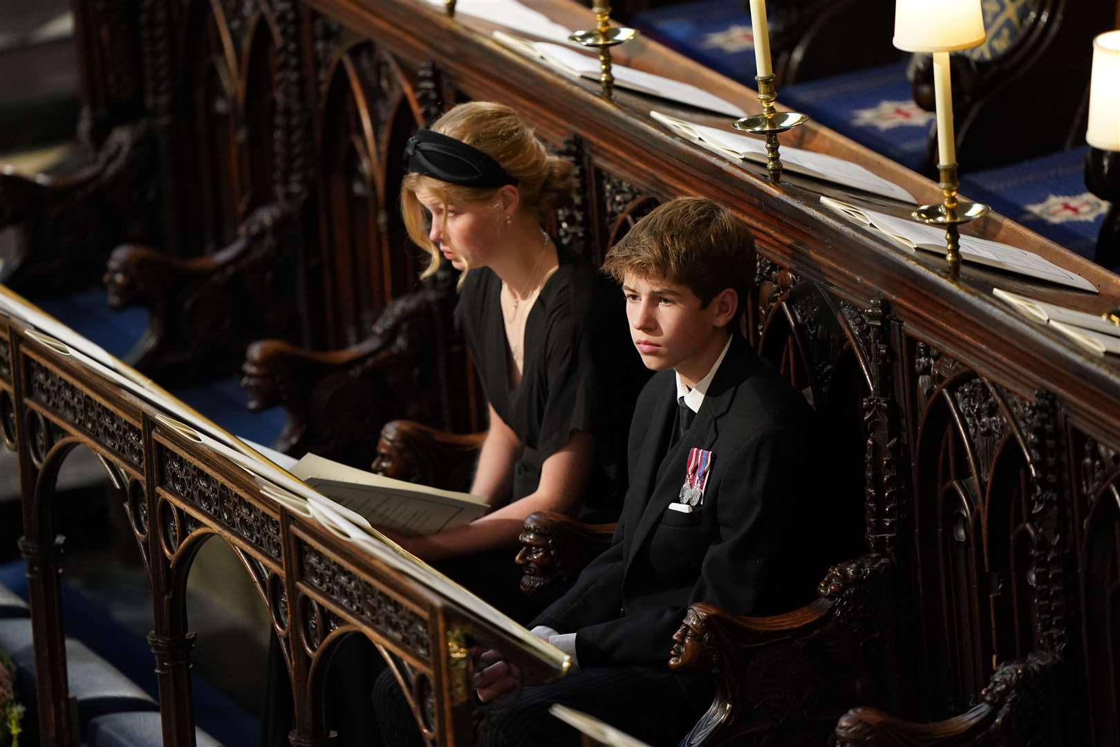 Lady Louise Windsor and James, Viscount Severn at the committal service (Joe Giddens/PA)