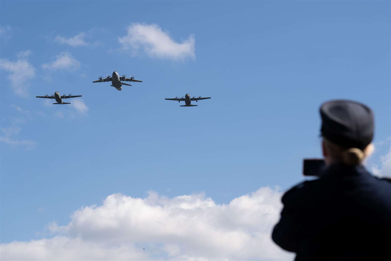 A C-130J Hercules and A400M Atlas take part in the rehearsal (Joe Giddens/PA)