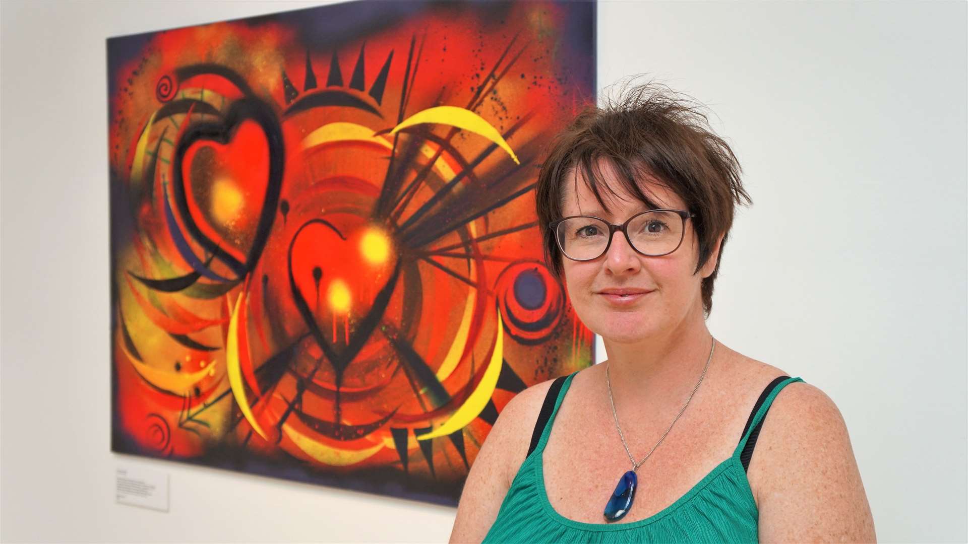 Lisa Critchley with her mixed media called Coming of Age. Picture: DGS