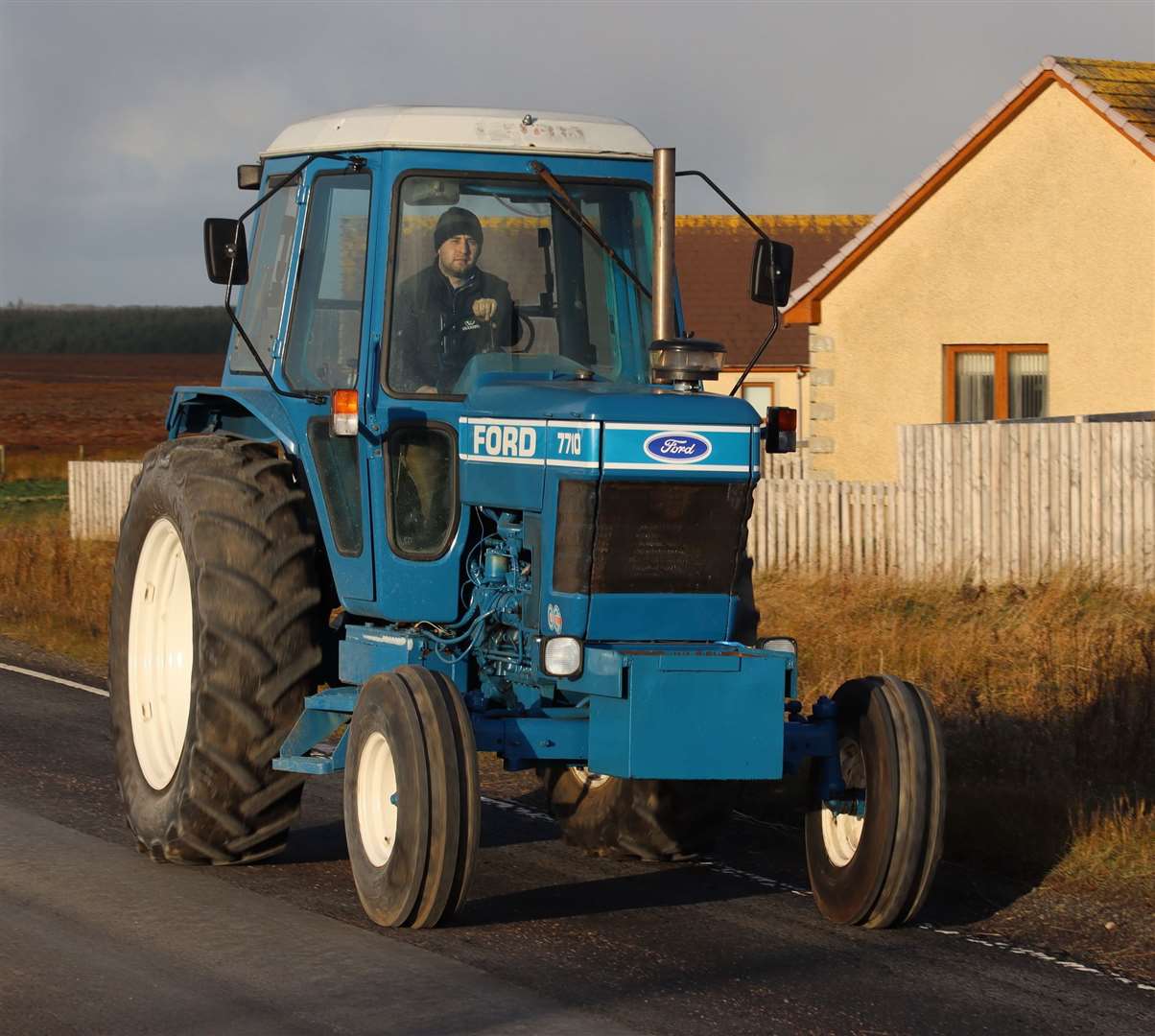One of the tractors taking part in Saturday's event which started and finished at Quoys of Reiss. Picture: Neil Buchan