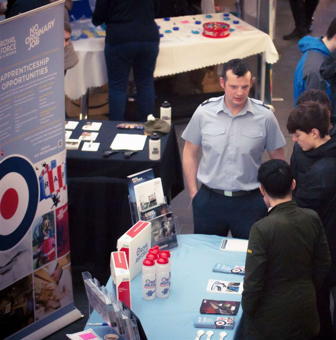 One of the armed forces information stands at last year's Caithness Jobs and How to Get Them event, held at North Highland College UHI.