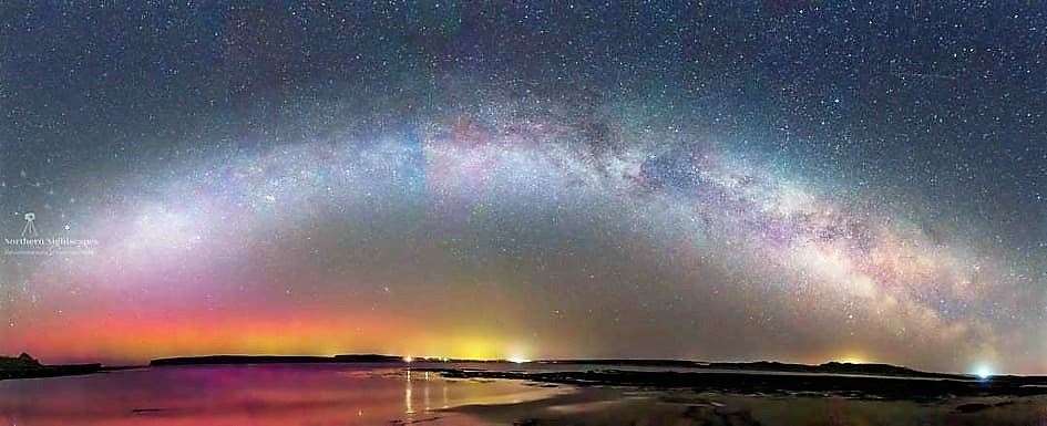 A spectacular panoramic image by Chris Sinclair showing the Milky Way over Dunnet Bay.